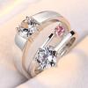 Anillo de Compromiso de Moissanita Zircón Transfronterizo Anillo de Pareja Corona Europea y Americana Abierto Pareja Diamante Imitación Anillo I Fábrica