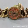 Moedas de Cobre Estilo Antigo Exquisitamente Esculpidas Apresentando os Quatro Animais Míticos, Moedas Talismãs, Presentes Estilo Chinês, Moedas de Cobre Estilo Antigo com Animais Míticos em Cinábrio