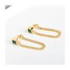 Nueva Versión de Moda Estilo Hong Kong Ins Retro Esmeralda Cadena Pendientes de Lujo Accesible Borla Pendientes de Acero de Titanio Diseño Nicho