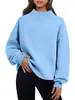 Suéter de Forro Polar Casual de Moda Nuevo Otoño e Invierno 2024 para Mujer, Sudadera Gruesa para Mujer de Cuello Semialto Holgada