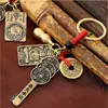 Latão Dinheiro dos Cinco Imperadores Pingente Chaveiro Zodiacal Doze Signos Chaveiro Atrator de Fortuna Ornamentos Acessórios para Reunião no Templo