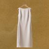 Vestido sem mangas de triacetato, estilo minimalista, modelo clássico, saia sereia versátil para o verão de 2026, para o trabalho, para mulheres