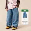 Jeans Infantiles Tong Bei Bordado Personalizado Holgados Estilo Coreano Pierna Recta Cambiar Etiqueta Niños y Niñas En Stock Personalización en Lotes Pequeños