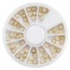 Nueva bandeja de brocas de perla color caramelo con borde de 5 mm para decoración de uñas japonesas, 60 unidades