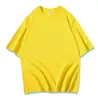Camiseta de Algodón Puro 180g Cuello Redondo Hombro Caído Pequeño Corte Holgado para Jóvenes Hombres y Mujeres con Logo Estampado Color Caramelo