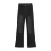 Jeans acampanados elásticos negros y grises para hombre, retro americano cleanfit high street pierna recta curvos casuales