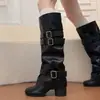 Botas brancas de salto grosso, botas femininas longas, novo estilo 2026, perfeitas com vestidos, que aumentam a altura, versáteis, emagrecem, estilo coreano, botas da moda