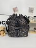 Gran Capacidad Casual Simple Estilo Coreano Moda Casual Estampado de Leopardo Distintivo Moderno Cadena para Mujer Bolso Cruzado Tipo Cubo de Hombro