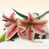 Lirio Simulado Individual Sensación 3 Cabezas Lirio Pequeño Adornos para el Hogar Sala de Estar Flores Decorativas Decoración para Fotografía Flores Artificiales
