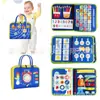 Materiales didácticos de educación temprana Montessori transfronterizos Tablero de actividades de fieltro para niños Tablero de enseñanza de iluminación educativa para niños Juguete Tablero de aprendizaje para vestirse