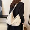 Bolsa Dumpling para Mulheres Estilo Japonês Ins Versátil Bolsa Transversal Veludo Cotelê Casual Grande Capacidade Estudante Aula Trabalho Roupa Bolsa de Ombro