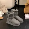 Primer Encuentro Ji Gray Botas de Nieve para Mujer 2026 Invierno Nuevo Estilo Suela Gruesa Aumento de Altura Interior Con Forro de Terciopelo Espeso Zapatos de Algodón para Nieve para Mujer
