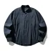 Camisa retro plissada com botões e gola alta de manga longa estilo japonês Rumeng para homens, design de outono, jaqueta camisa com silhueta de nicho