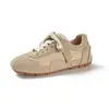 Aumente a altura 3cm~Couro Genuíno Retro Tênis de Treino Alemão Feminino Outono Novo Cadarço Casual Esportivo Sapatos Forrest Gump Versátil Emagrecedor Respirável