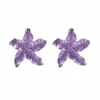Pendientes de Esmalte Coloridos con Forma de Flor, Estilo Dulce y Fresco para Fiestas, con Diamantes y Perlas, Pendientes de Pétalos de Lujo Ligero y de Alta Gama para Mujer