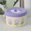 Caixa de Armazenamento Trançada com Corda de Algodão com Tampa, Cesta de Armazenamento à Prova de Poeira para Cosméticos e Itens Diversos, Cesta de Armazenamento Fofa para Casa para Brinquedos de Crianças