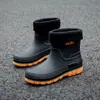Botas de lluvia cortas transfronterizas para hombre, antideslizantes, impermeables, de moda, con forro polar, zapatos de goma, para trabajo en cocina, zapatos de agua, cubrebotas
