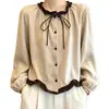 Camisa con volantes estilo francés para mujer, elegante, adelgazante, rejuvenecedora, casual, versátil y moderna