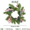 Guirlanda de Galhos de Pinheiro com Frutas de Natal Decoração Pendente de Porta de Natal Pinha Verde Círculo de Videira Decoração Pendente Arranjo