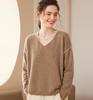 Otoño e Invierno Nuevo Suéter de Cachemira de Montaña para Mujer Suéter de Cuello en V Suelto Talla Extra Suelto Estilo Perezoso Moderno Tejido Top Básico