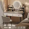 Tocador para Dormitorio, Modelo Nuevo Simple y Moderno 2026, Lujo Ligero con Sensación de Alta Gama, Tocador de Maquillaje para Dormitorio Principal, Escritorio y Gabinete de Almacenamiento Todo en Uno