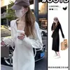 Estilo Outono Antecipado Transfronteiriço Novo Moletom com Capuz Vestido de Manga Longa Cor Sólida Saia Midi Feminina Petite