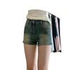 Shorts Jeans Americano Azul Retrô Plus Size Verão Feminino Gordura mm Cintura Alta Efeito Emagrecedor Linha A Elástico Reto Hot Pants