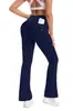 Pantalones de Yoga Elásticos de Bolsillo con Botón Más Vendidos Pantalones Largos Ropa de Trabajo Levanta Glúteos de Cintura Alta Fitness Deportivo Secado Rápido Pantalones de Campana K091