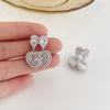 Pendientes Doble Amor de Zhao Rusi con Diseño de Celebridad de Internet Estilo Estrella Únicos Pendientes Doble Sombra de Amor para Mujer