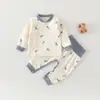 Conjunto Separado de Bebé Primavera y Otoño Algodón Puro Ropa Exterior Pantalones de Otoño Abertura de Broches en la Entrepierna Bebé de Pocos Meses Niño y Niña Conjunto de Bebé