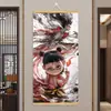 Pequeno Nezha Naohai Ao Bing Ao Guang Rei Dragão das Quatro Mares Papel de Parede Envolvente Pintura de Parede Sala de Estar Entrada Caixa de Relógio Pintura Decorativa