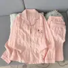 Conjunto de Pijama de Algodón Nube Otoño 2026 Manga Larga Pantalón Largo Cuello de Muñeco de Dibujos Animados Ropa de Casa (Sin Almohadillas para Sujetador)