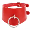 Cuero de PU Ecológico Moda Europea y Americana Exagerado Club Nocturno Punk Collar con Anillo O Estilo Callejero Cadena para el Cuello Gargantilla de Club Nocturno