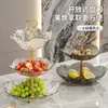 Prato de Frutas de Três Camadas Levemente Luxuoso, Prato para Lanches e Frutas Secas para Sala de Estar, Prato em Formato de Pétala, Prato de Frutas para Mesa de Centro de Casa, Bandeja de Exibição e Armazenamento, Atacado