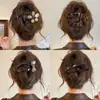 Color café con leche clip de pico de pato floral pasador grande para recogido en la nuca, accesorio de pelo de felpa nuevo de otoño e invierno 2026 para mujer