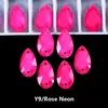 Botones Planos de Doble Agujero Biselados de Vidrio, Pedrería Fluorescente Neón Forma de Gota de Agua Cosidos a Mano, Accesorios para Ropa, Zapatos, Sombreros, Bolsas, Joyería Hecha a Mano DIY
