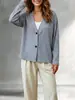 Amazon Transfronterizo Otoño 2026 Nuevo Cárdigan de Punto para Mujer Europeo y Americano Holgado con Cuello en V Botones Manga Larga Ropa Exterior Casual