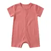Mameluco de algodón Clase A transfronterizo para bebés, estilo de verano delgado, mameluco de manga corta con apertura frontal y esquinas planas, adecuado tanto para niños como para niñas