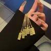 Collar de Plata de Ley S925 Cubo de Hielo de la Fortuna Riqueza para Mujer, Colgante Pequeño de Barra de Oro Cadena para Suéter, Mismo Estilo que en las Joyerías de Oro