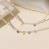 Aogu Collar Sencillo y Elegante Francés de Alta Gama con Circonita y Perla de Colores para Mujer Cadena para Clavícula Versátil de Lujo Accesible de Nicho