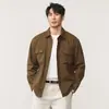 Camisa casual retrô estilo americano para homens, nova coleção outono 2026, manga longa, adequada para primavera e outono, tamanhos grandes, peça externa estilo workwear, marca da moda