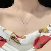 Collar de Ojo de Gato Tulipán de Lujo Ligero Moda para Mujer Cadena para Clavícula de Flor de Rosa con Diamantes Versátil