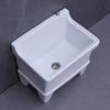 Fregadero de cerámica para trapeador Balcón Fregadero para trapeador Cuadrado grande Trapeador largo para lavar Cubeta ancha para trapeador Drenaje automático de agua controlado por mesa