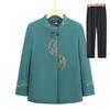 Abrigo de otoño para madres mayores, blusa bordada de manga larga con cuello vertical, cárdigan de lana para abuelas de 70 años, ropa fina
