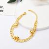 Pulseira de Encaixe Aço Titânio Espessa Torcida Corrente Dupla Camada Galvanizada Cor Dourado 18K Pulseira Duradoura Corrente Design de Duplo Anel