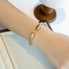 Pulseira de aço titânio para corpo inteiro que não desbota, estilo INS europeu e americano, luxo leve, extremamente simples, pulseira de aço inoxidável madrepérola transfronteiriça, joia