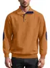 Sudadera jacquard con cuello para hombre transfronteriza, nuevo modelo de comercio exterior de Amazon, jersey casual de color liso con botones y detalles de cuero para otoño e invierno