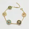 [07] versión coreana transfronteriza de ins moda lujo brújula de la suerte placa de estrella ocho estrellas Mans flores pulsera mujeres