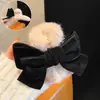 Presilha de Cabelo Grande Elegante com Laço de Pelúcia para Parte de Trás da Cabeça Estilo Outono e Inverno Cabelo Peludo