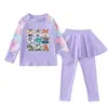 Traje de Baño Infantil Zootopia Judy Nick para Niñas de Dos Piezas Manga Larga Pantalón Largo Protección Solar Secado Rápido Conjunto de Ropa de Baño para Niñas